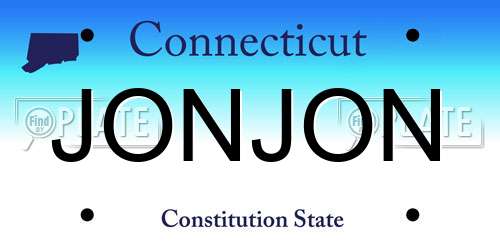JONJON Connecticut License Plate
