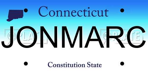 JONMARC Connecticut License Plate