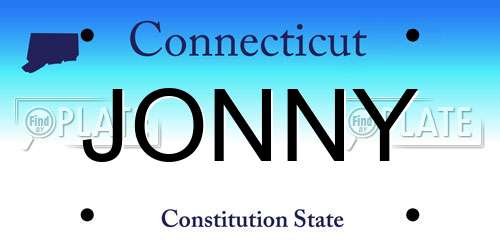 JONNY Connecticut License Plate