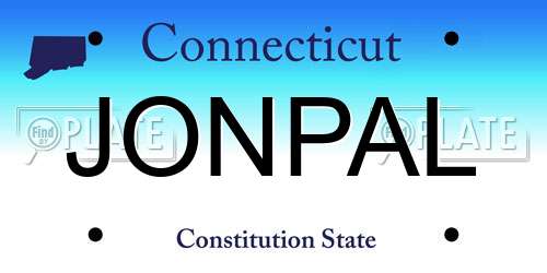 JONPAL Connecticut License Plate