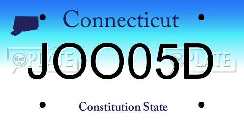 JOO05D Connecticut License Plate