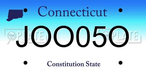 JOO05O Connecticut License Plate