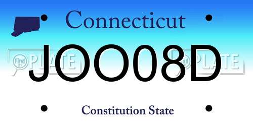 JOO08D Connecticut License Plate