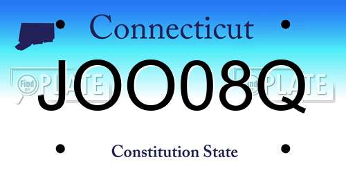 JOO08Q Connecticut License Plate