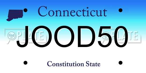 JOOD50 Connecticut License Plate