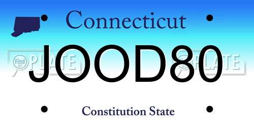 JOOD80 Connecticut License Plate