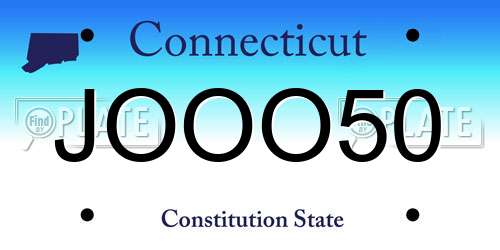 JOOO50 Connecticut License Plate