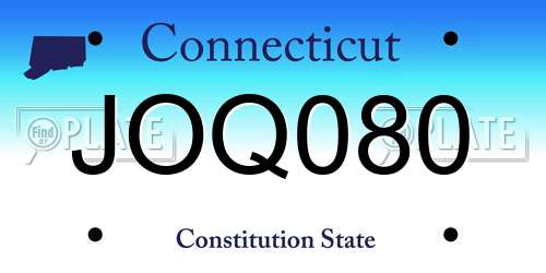 JOQ080 Connecticut License Plate