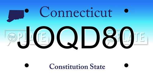JOQD80 Connecticut License Plate