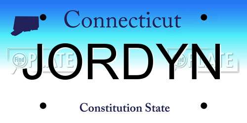 JORDYN Connecticut License Plate