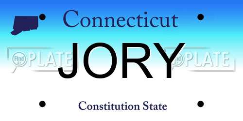 JORY Connecticut License Plate