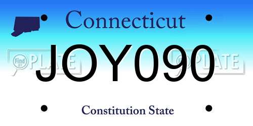 JOY090 Connecticut License Plate