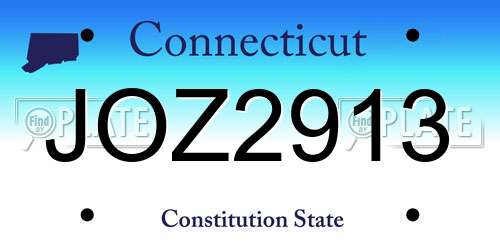JOZ2913 Connecticut License Plate