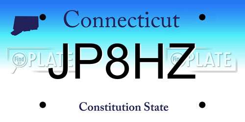 JP8HZ Connecticut License Plate
