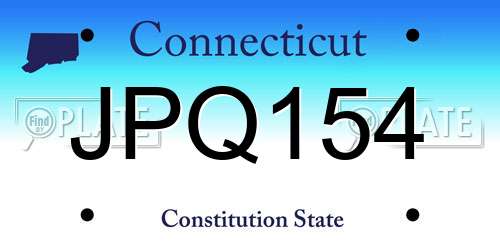 JPQ154 Connecticut License Plate