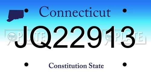 JQ22913 Connecticut License Plate