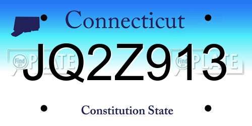 JQ2Z913 Connecticut License Plate