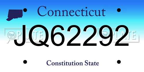 JQ62292 Connecticut License Plate