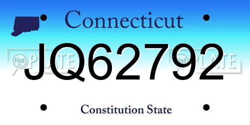 JQ62792 Connecticut License Plate