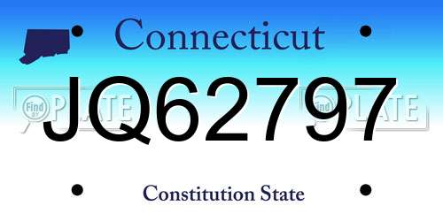 JQ62797 Connecticut License Plate
