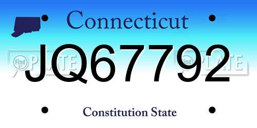 JQ67792 Connecticut License Plate