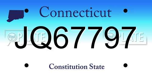JQ67797 Connecticut License Plate