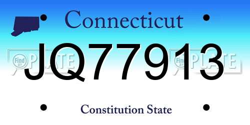 JQ77913 Connecticut License Plate