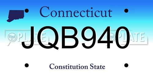 JQB940 Connecticut License Plate