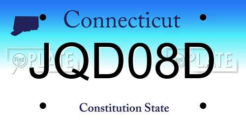 JQD08D Connecticut License Plate