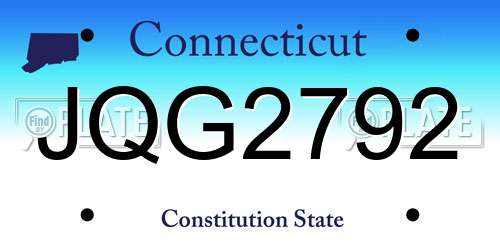 JQG2792 Connecticut License Plate