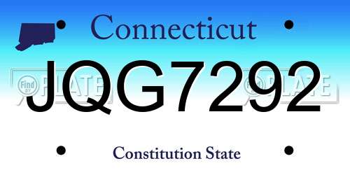 JQG7292 Connecticut License Plate