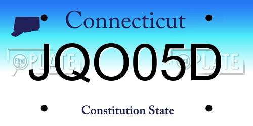 JQO05D Connecticut License Plate