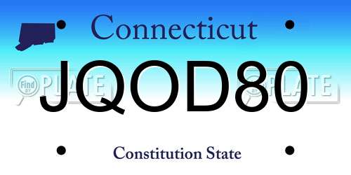 JQOD80 Connecticut License Plate