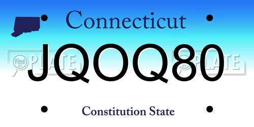 JQOQ80 Connecticut License Plate