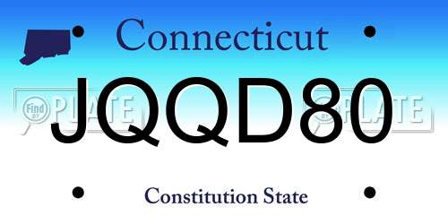 JQQD80 Connecticut License Plate