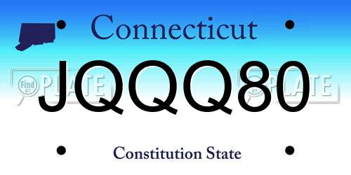 JQQQ80 Connecticut License Plate