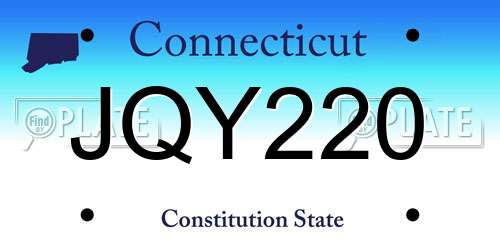 JQY220 Connecticut License Plate