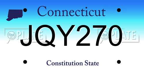 JQY270 Connecticut License Plate