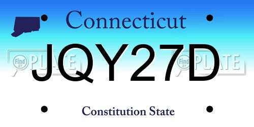 JQY27D Connecticut License Plate