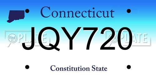JQY720 Connecticut License Plate