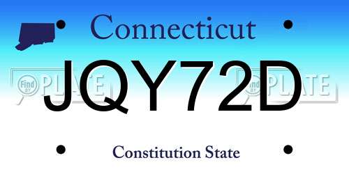 JQY72D Connecticut License Plate