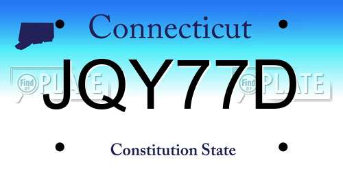 JQY77D Connecticut License Plate