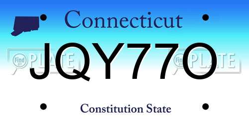 JQY77O Connecticut License Plate