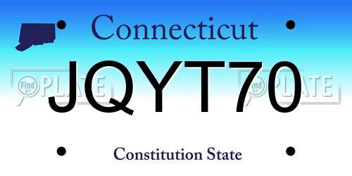 JQYT70 Connecticut License Plate