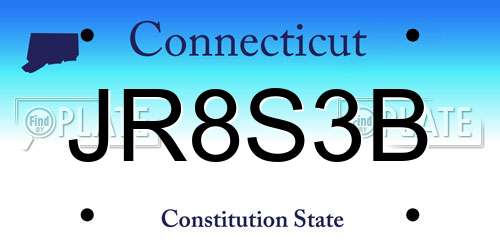 JR8S3B Connecticut License Plate