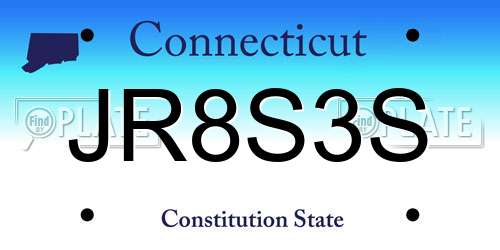 JR8S3S Connecticut License Plate