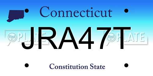 JRA47T Connecticut License Plate
