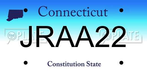 JRAA22 Connecticut License Plate