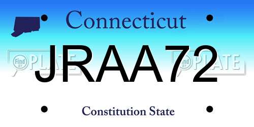 JRAA72 Connecticut License Plate