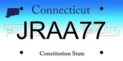 JRAA77 Connecticut License Plate